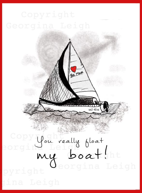 Sailing Yacht Valentines Card